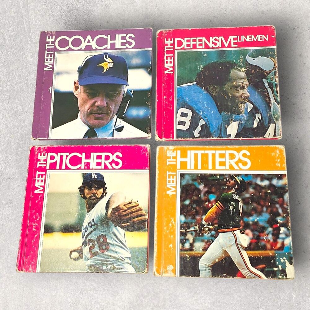 Vintage 1977 Early Sports Books Set of 4 Baseball & Football Kids Coach Gift